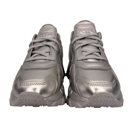 Reebok x Cardi B Classic Leather Silver Metallic Pewter Sneakers Women's 9.5 - Picture 4 of 10